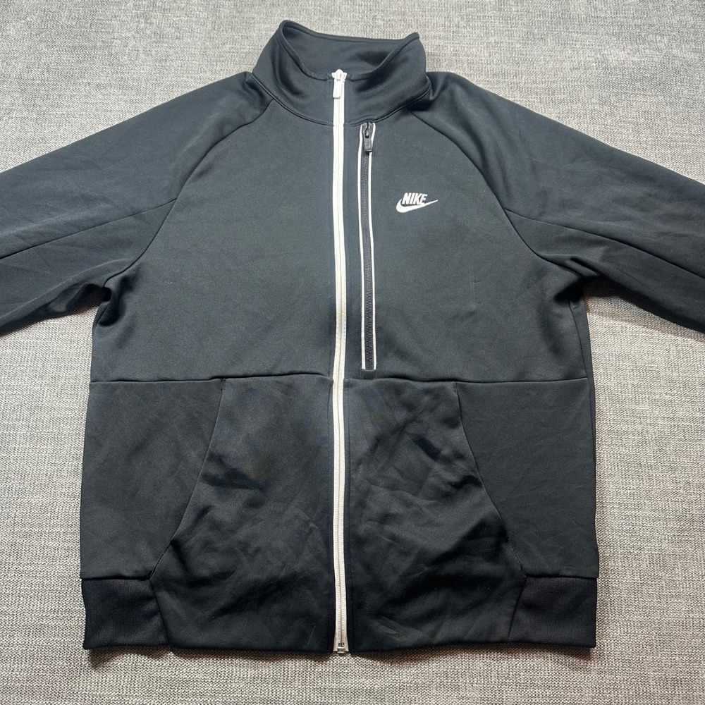 Nike Track Jacket Mens L Black Full Zip Chest Pocket Sportswear Techwear